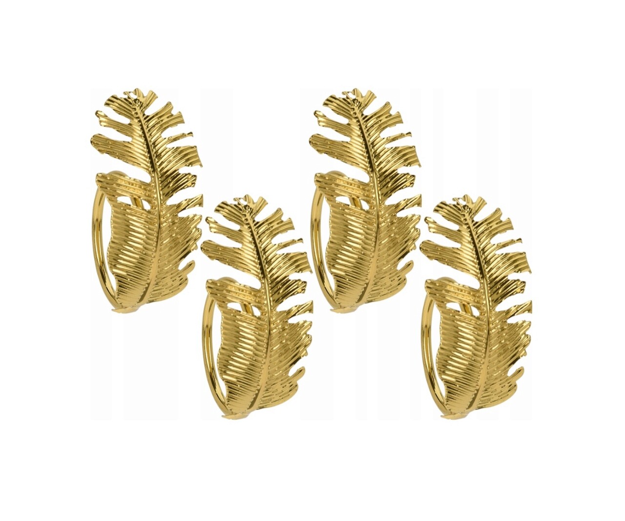 Set 4 inele pentru servetele Leaf V1, 4.5 x 3 cm, metal, auriu - imagine 3